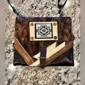 NWOT - Pure Dixie Matthew Leather Cowhide Crossbody Purse